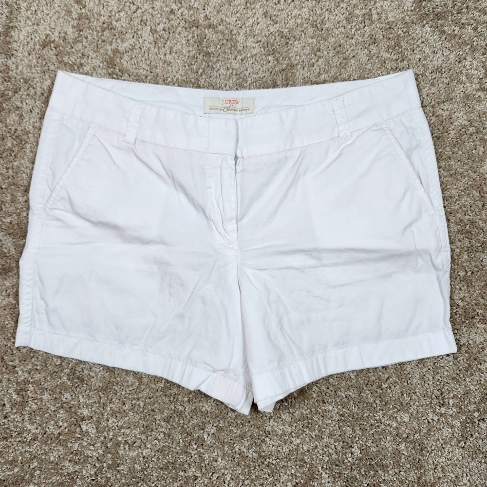 J.Crew Chino Shorts White Cotton Broken-In Solid Classic Preppy Size 12